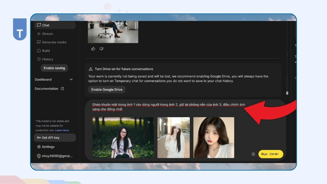 Nano Banana là gì? Cách sử dụng công cụ tạo ảnh AI mới nhất từ Google 12 Chọn từ 2 đến 3 ảnh bạn muốn kết hợp, đảm bảo các yếu tố trong ảnh có thể bổ sung cho nhau.