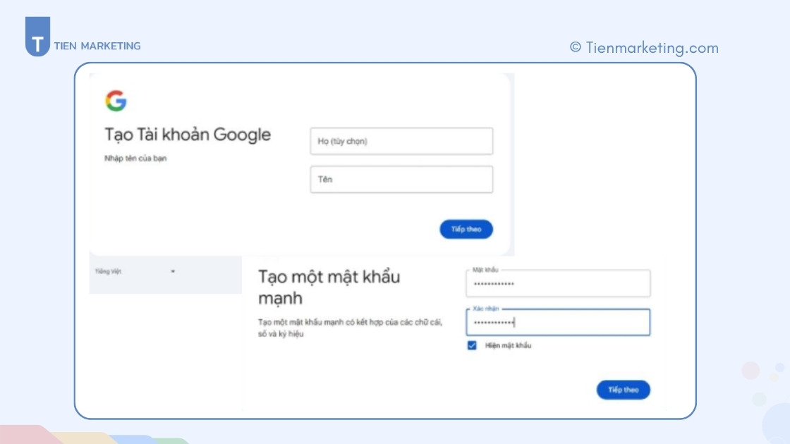Cách tạo Gmail không cần số điện thoại nhanh chóng, đơn giản 2025 7 Bước 1 tạo tài khoản, bước 2 tạo mật khẩu