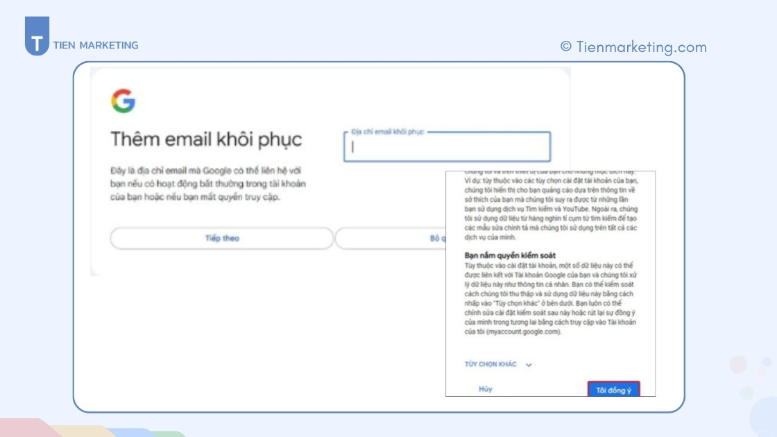Cách tạo Gmail không cần số điện thoại nhanh chóng, đơn giản 2025 8 Bỏ qua yêu cầu nhập số điện thoại và ấn đồng ý điều khoản