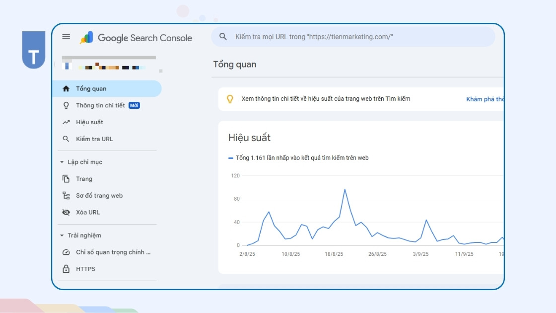 Giao diện Google Search Console
