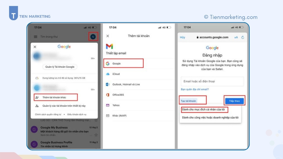 Cách tạo Gmail không cần số điện thoại nhanh chóng, đơn giản 2025 3 Cách tạo Gmail không cần số điện thoại trên điện thoại ( gồm bước 1,2,3 )