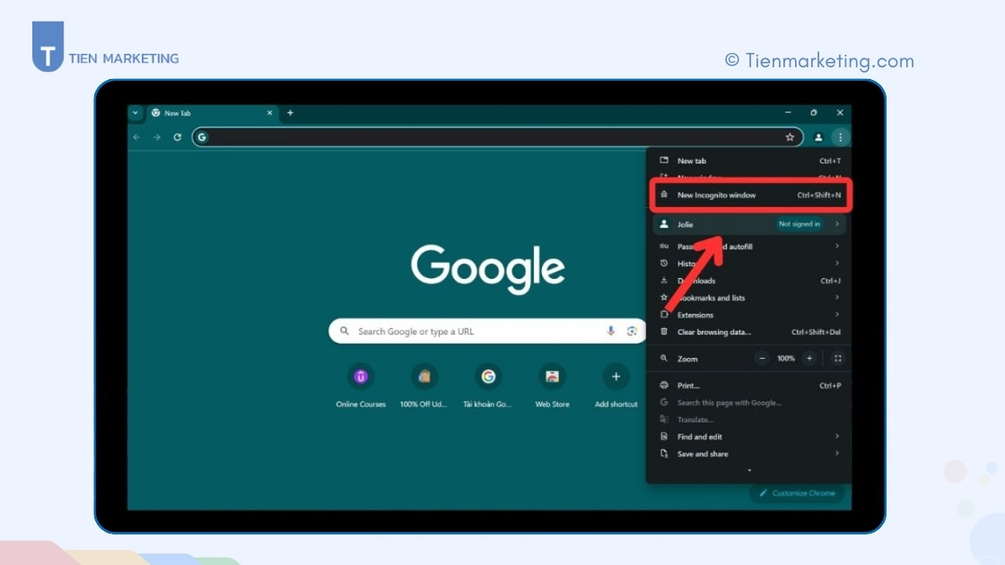 Cách tạo Gmail không cần số điện thoại nhanh chóng, đơn giản 2025 6 Sử dụng cửa sổ ẩn danh