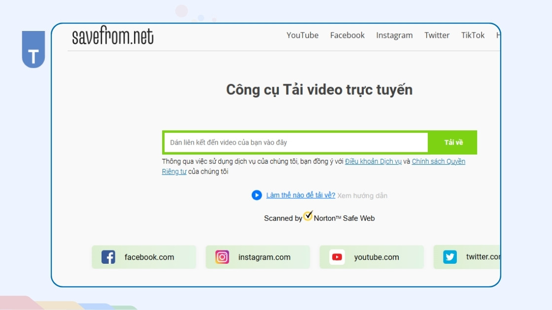 Tải video Youtube trên web SaveFrom.net