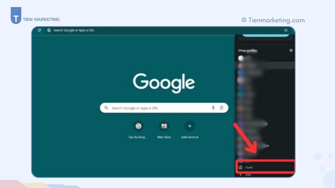 Cách tạo Gmail không cần số điện thoại nhanh chóng, đơn giản 2025 9 Tạo gmail bằng cửa sổ trình duyệt dành cho khách