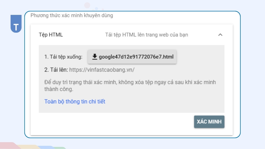 Xác minh bằng html